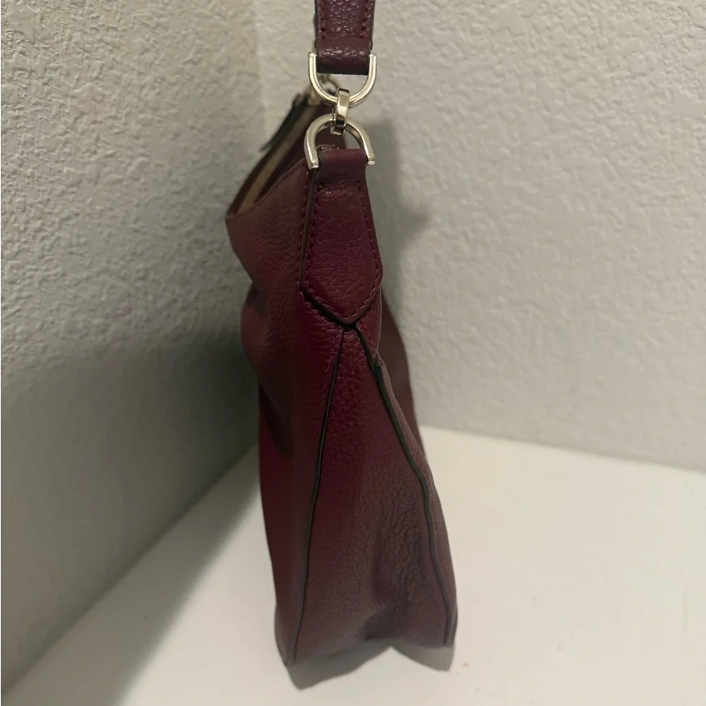 Kate Spade Polly Medium Leather Shoulder Hobo Bag Cherrywood Burgundy Wine